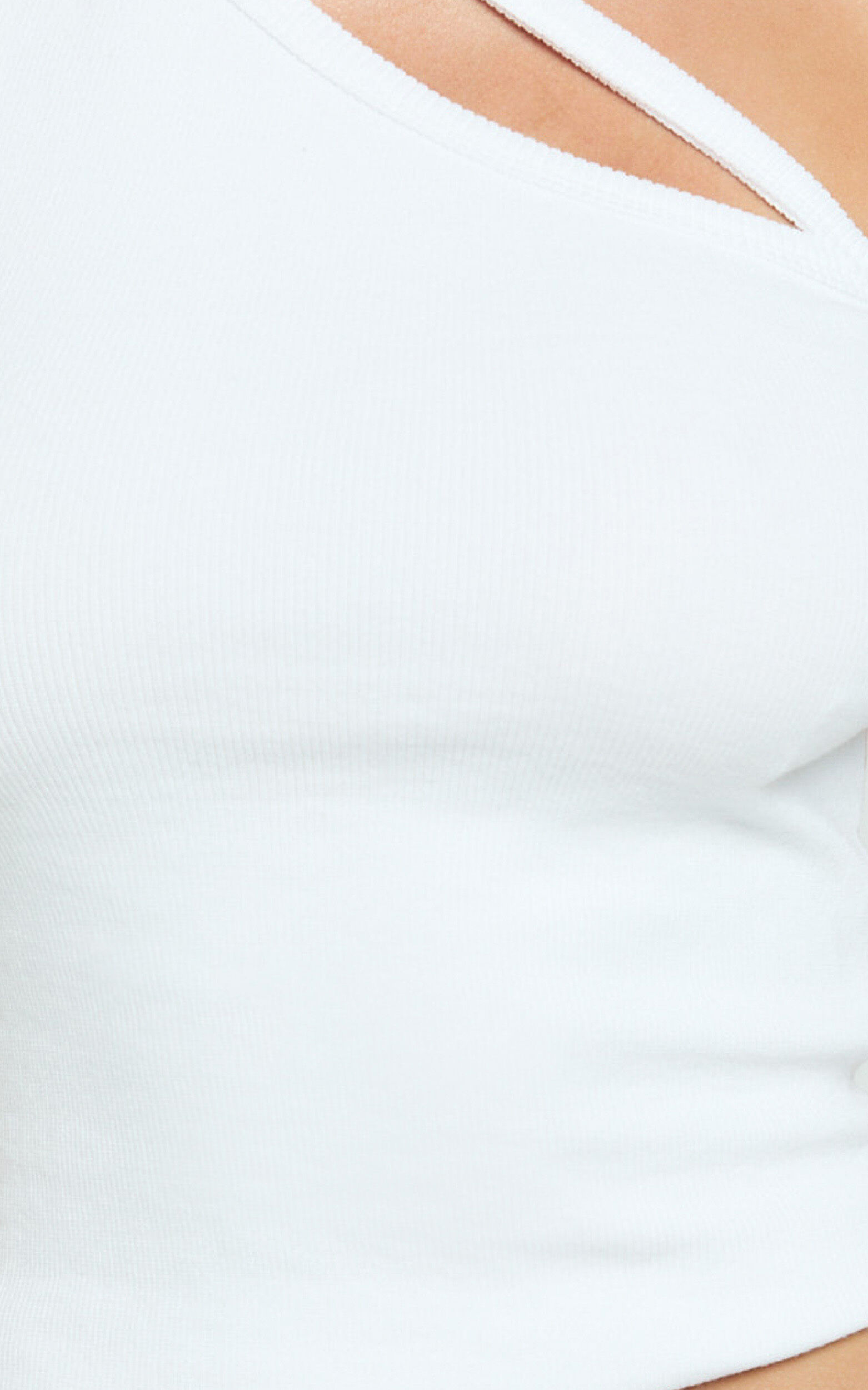 Rafael Top - One Shoulder Rib Strap Tank Top in White 14 Rafael Top - One Shoulder Rib Strap Tank Top in White