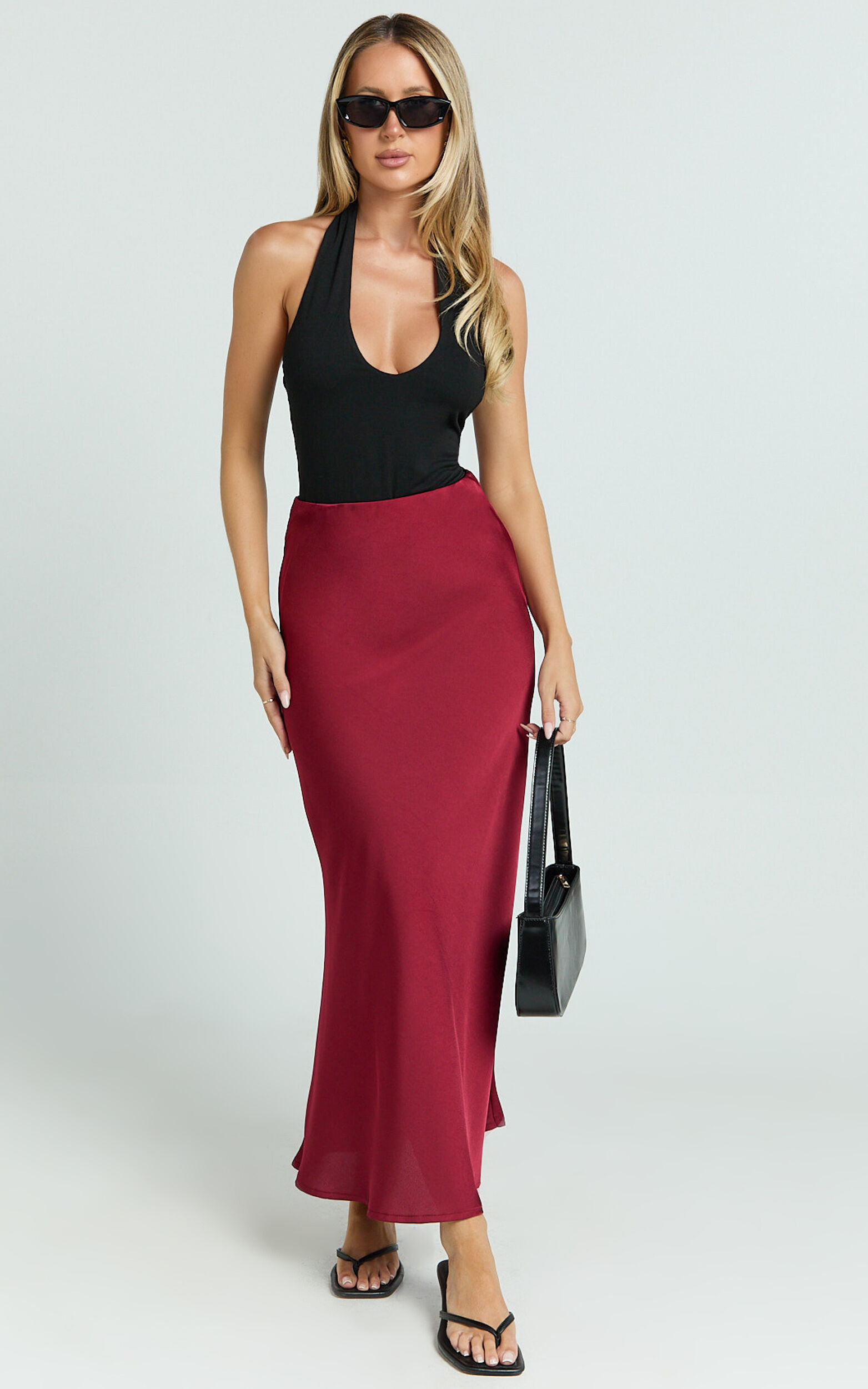 Amari Maxi Skirt - High Waisted Bias Cut Skirt in Wine 1 Amari Maxi Skirt - High Waisted Bias Cut Skirt in Wine