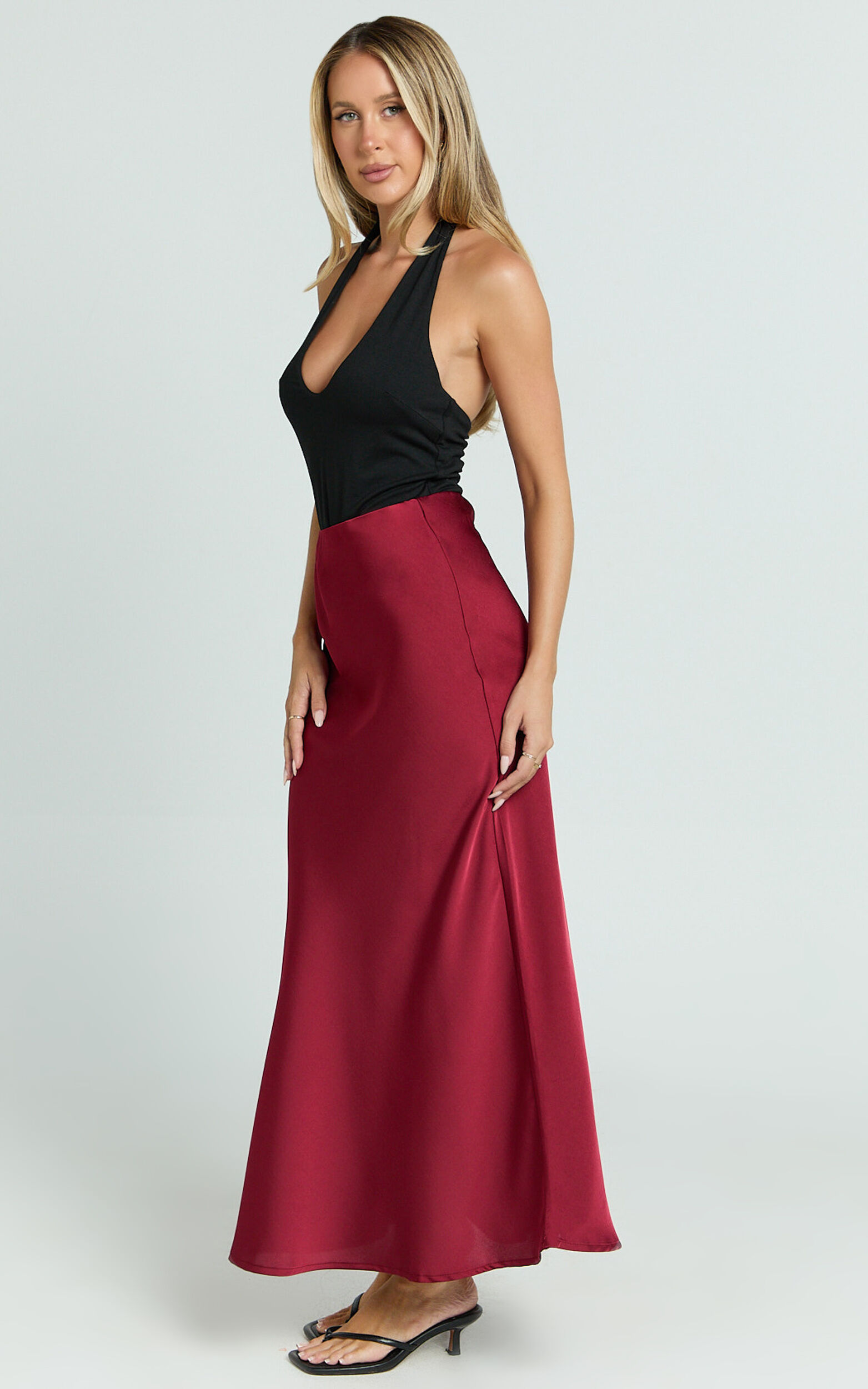 Amari Maxi Skirt - High Waisted Bias Cut Skirt in Wine 11 Amari Maxi Skirt - High Waisted Bias Cut Skirt in Wine