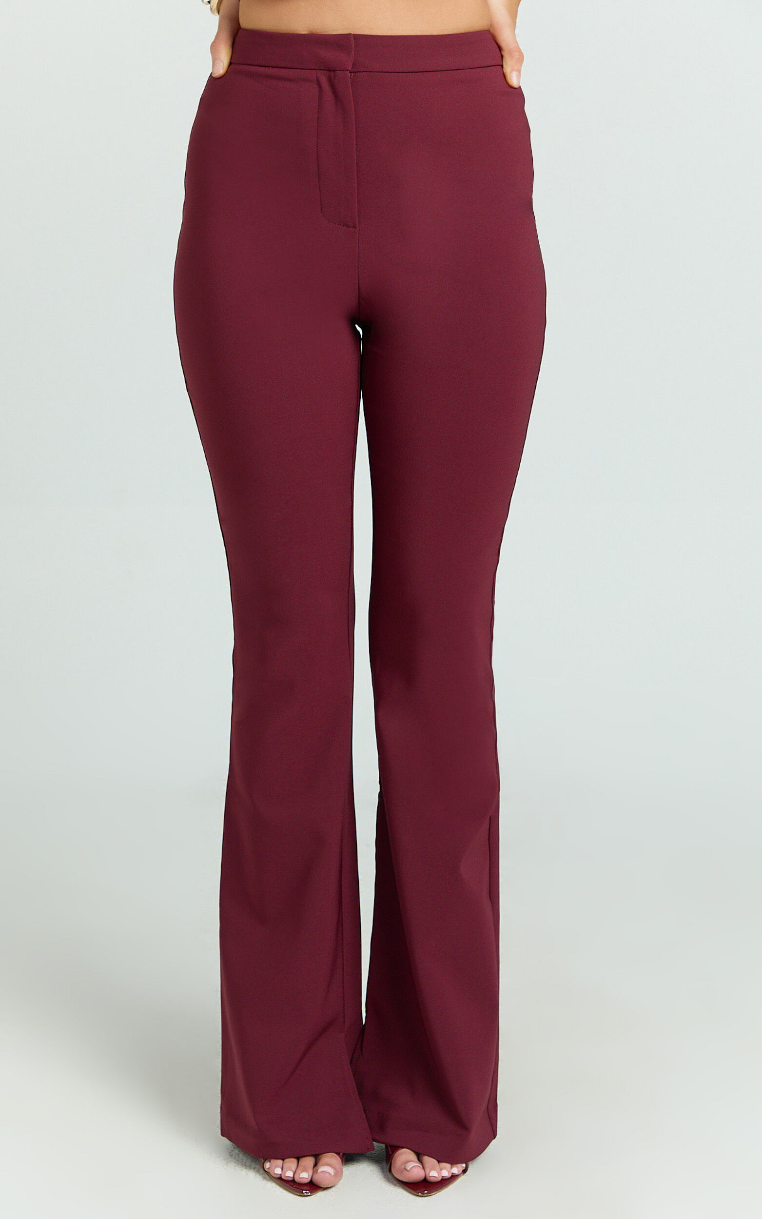 Irene Pants - Mid Rise Split Hem Bootleg Pants in Wine 9 Irene Pants - Mid Rise Split Hem Bootleg Pants in Wine