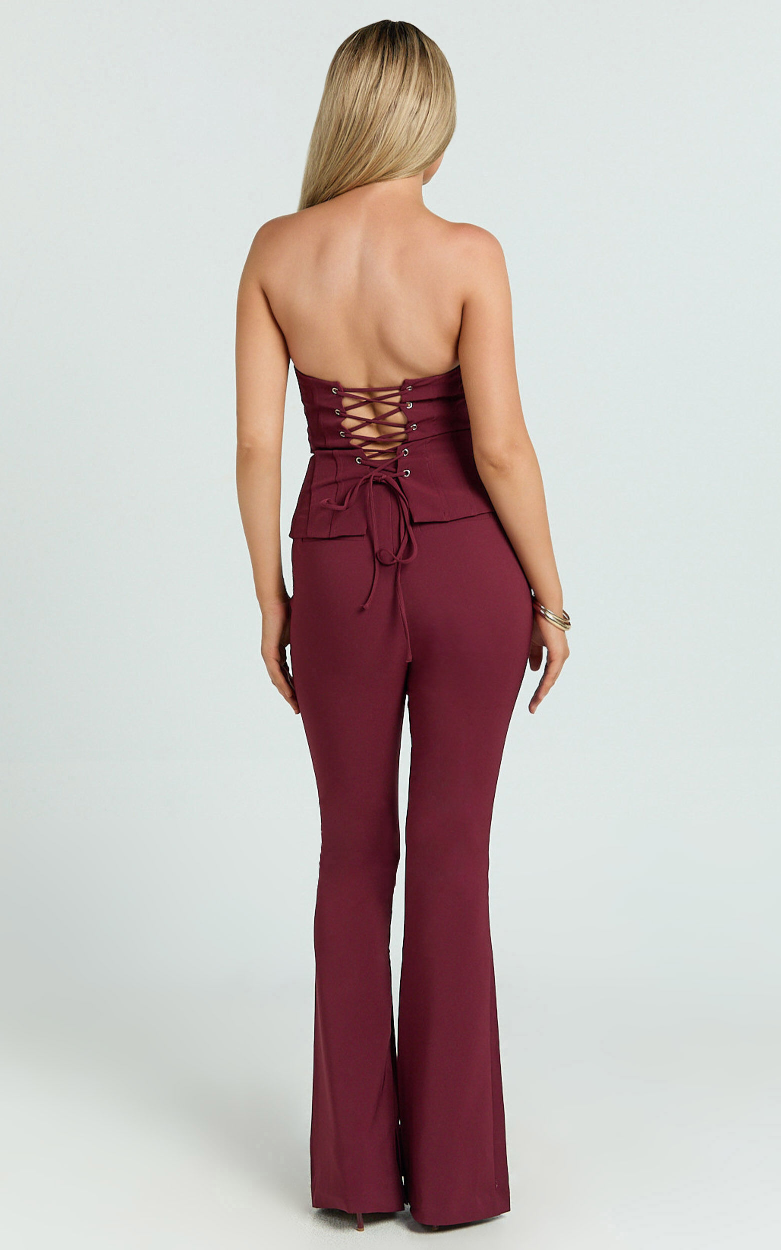 Irene Pants - Mid Rise Split Hem Bootleg Pants in Wine 13 Irene Pants - Mid Rise Split Hem Bootleg Pants in Wine
