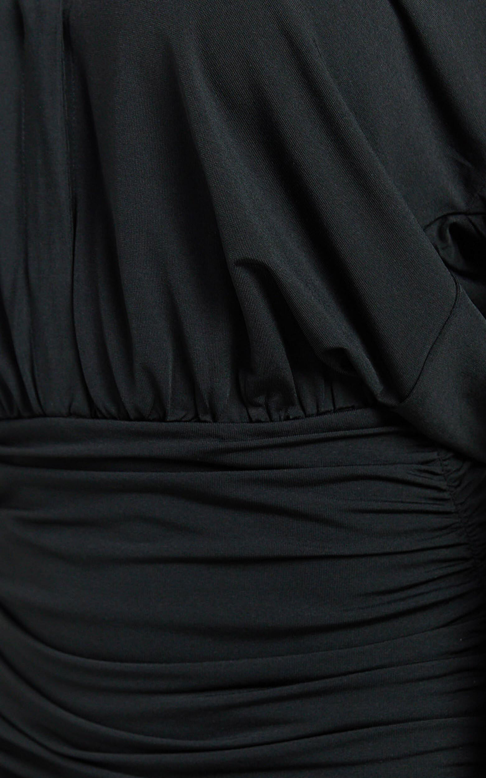 Pearce Mini Dress - Ruched Jersey Shirt Dress in Black 12 Pearce Mini Dress - Ruched Jersey Shirt Dress in Black
