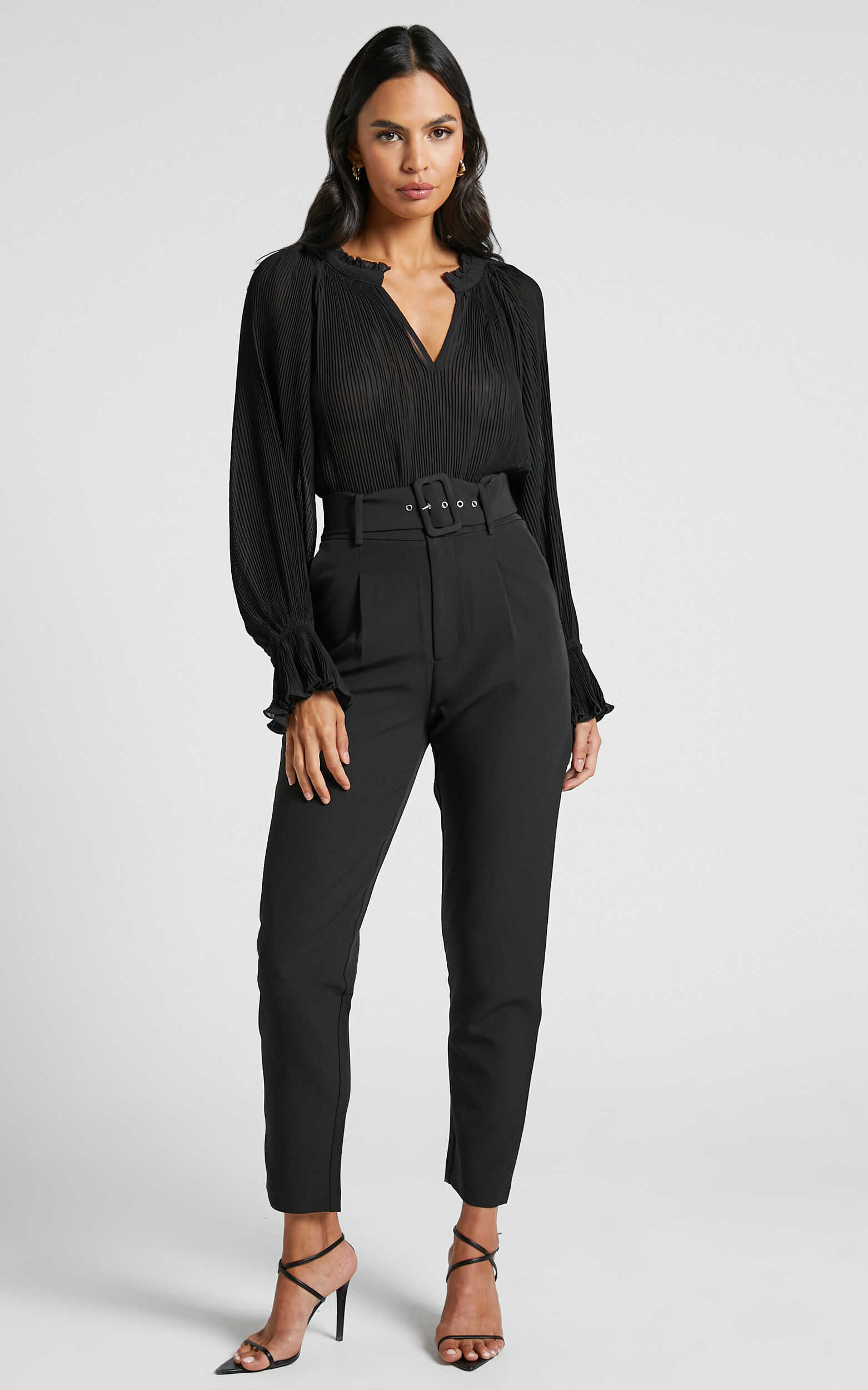 Milica Trousers - Belted High Waisted Trousers in Black 1 Milica Trousers - Belted High Waisted Trousers in Black