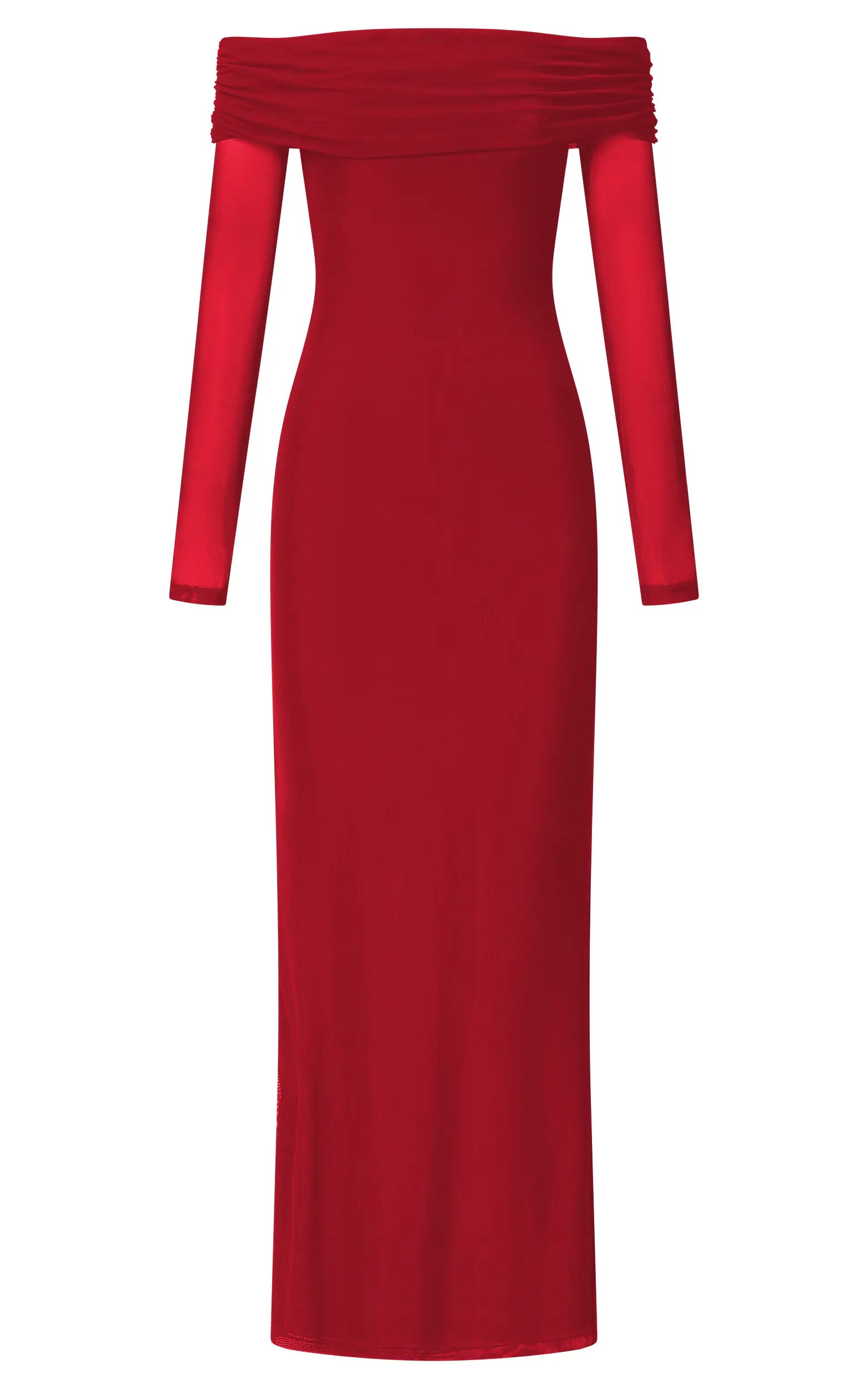Bethanie Maxi Dress - Off The Shoulder Mesh Dress in Red 16 Bethanie Maxi Dress - Off The Shoulder Mesh Dress in Red