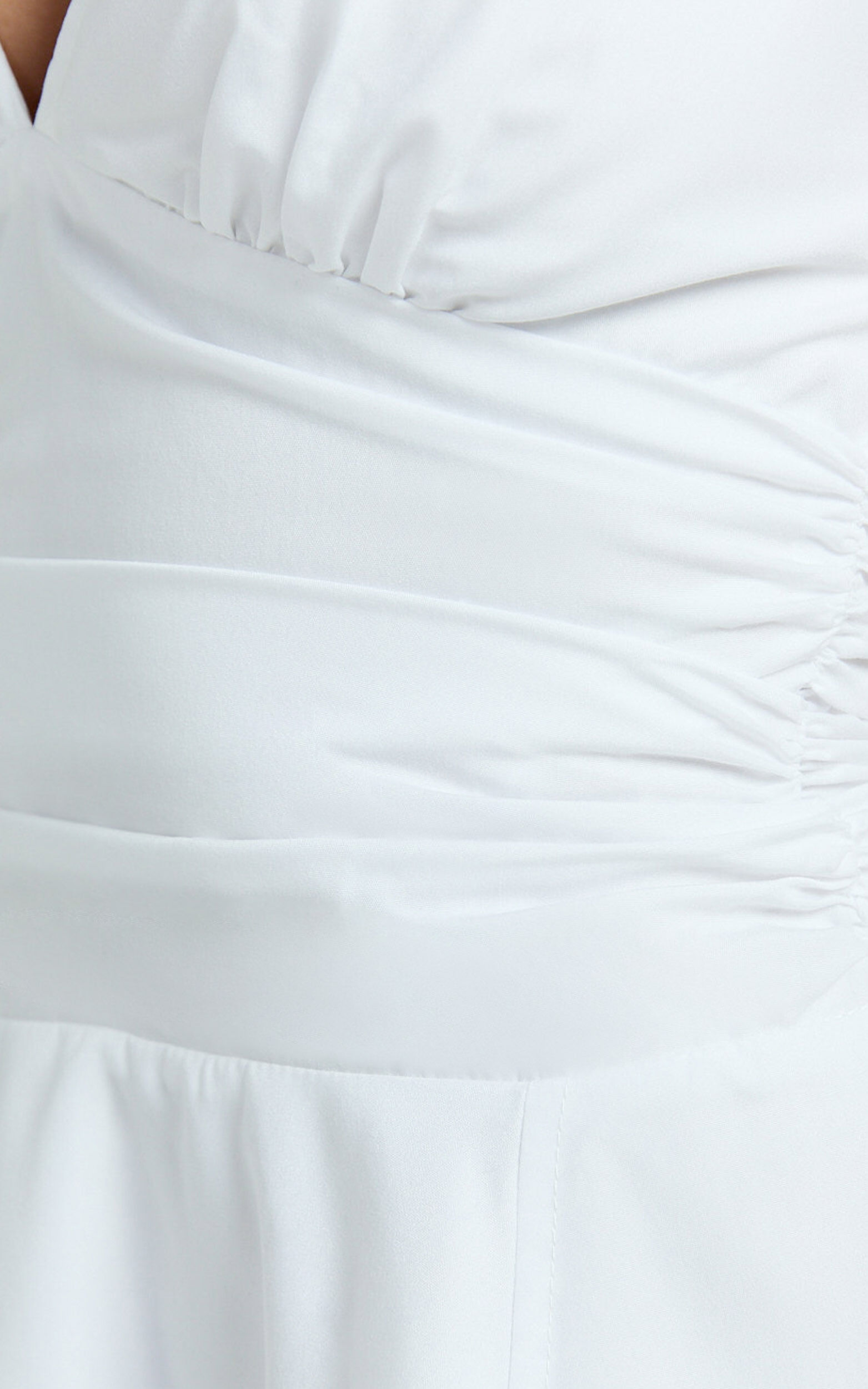 Kristy Mini Dress - V Neck Tie Bust A Line Dress in White 12 Kristy Mini Dress - V Neck Tie Bust A Line Dress in White