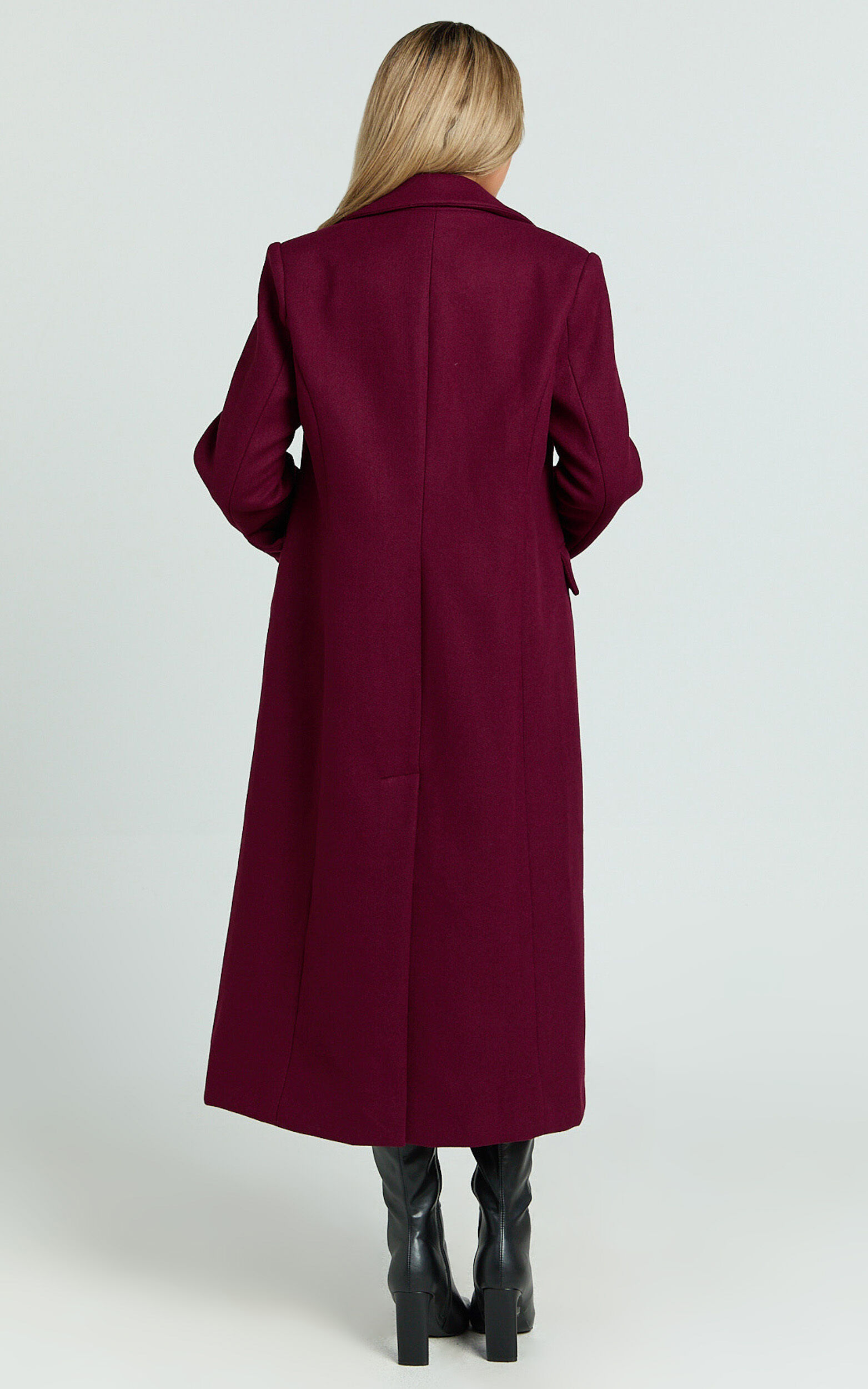 Michaela Coat - Oversized Lapel Single Button Coat in Wine 13 Michaela Coat - Oversized Lapel Single Button Coat in Wine