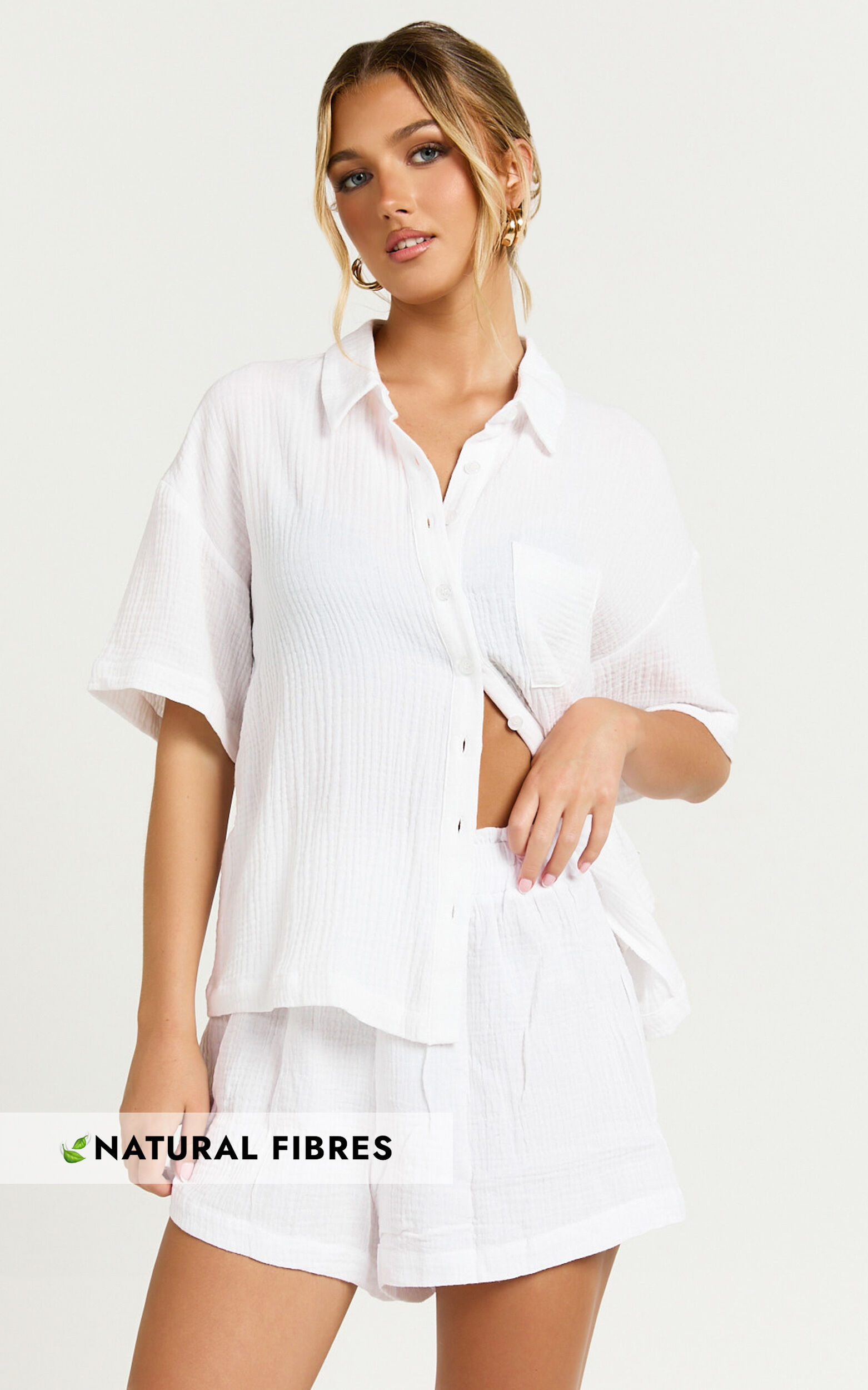 Donita Shorts - Elastic Waist Shorts in White 1 Donita Shorts - Elastic Waist Shorts in White