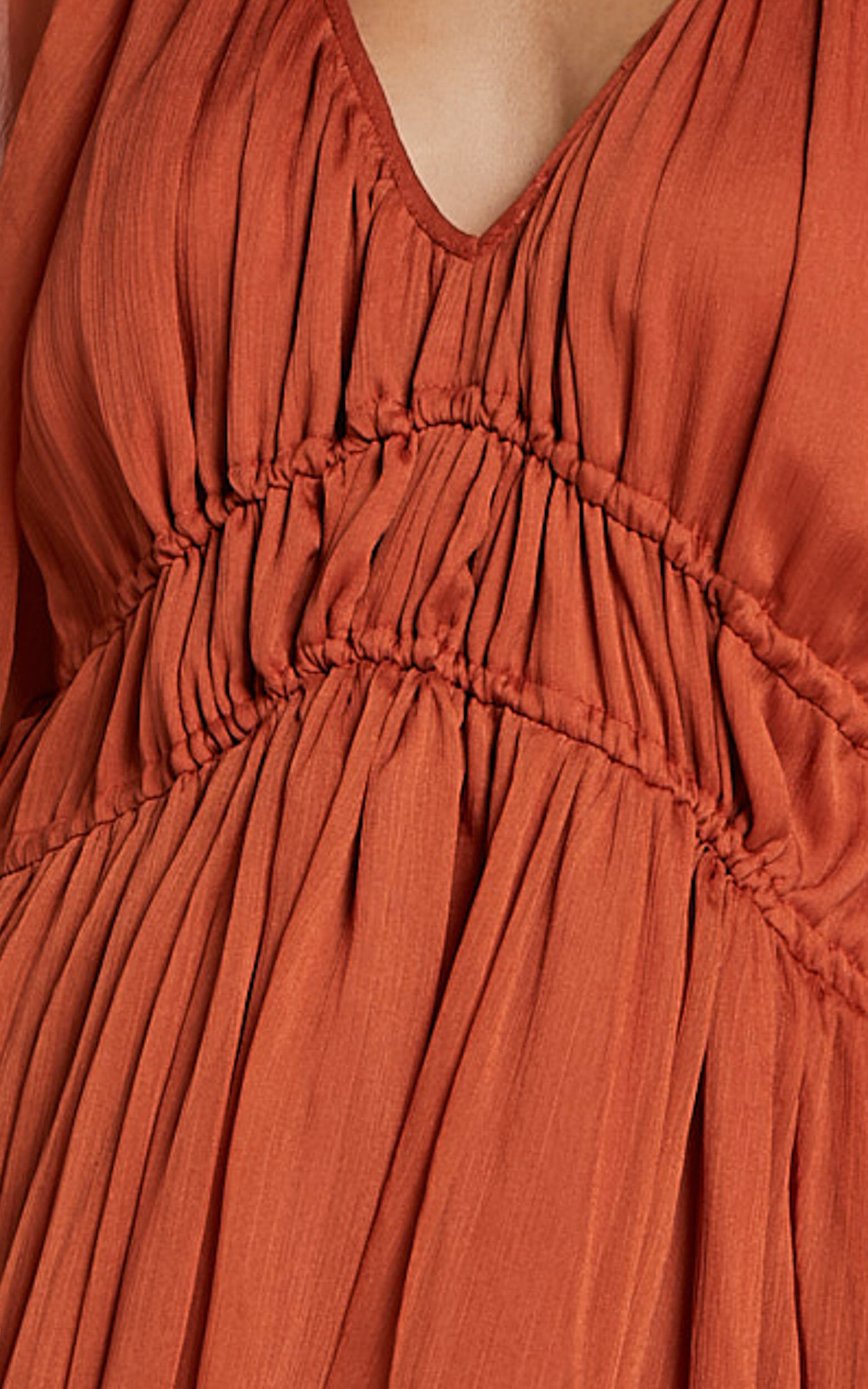 Roxanna Maxi Dress - Long Sleeve Ruched Waist Dress in Rust 14 Roxanna Maxi Dress - Long Sleeve Ruched Waist Dress in Rust