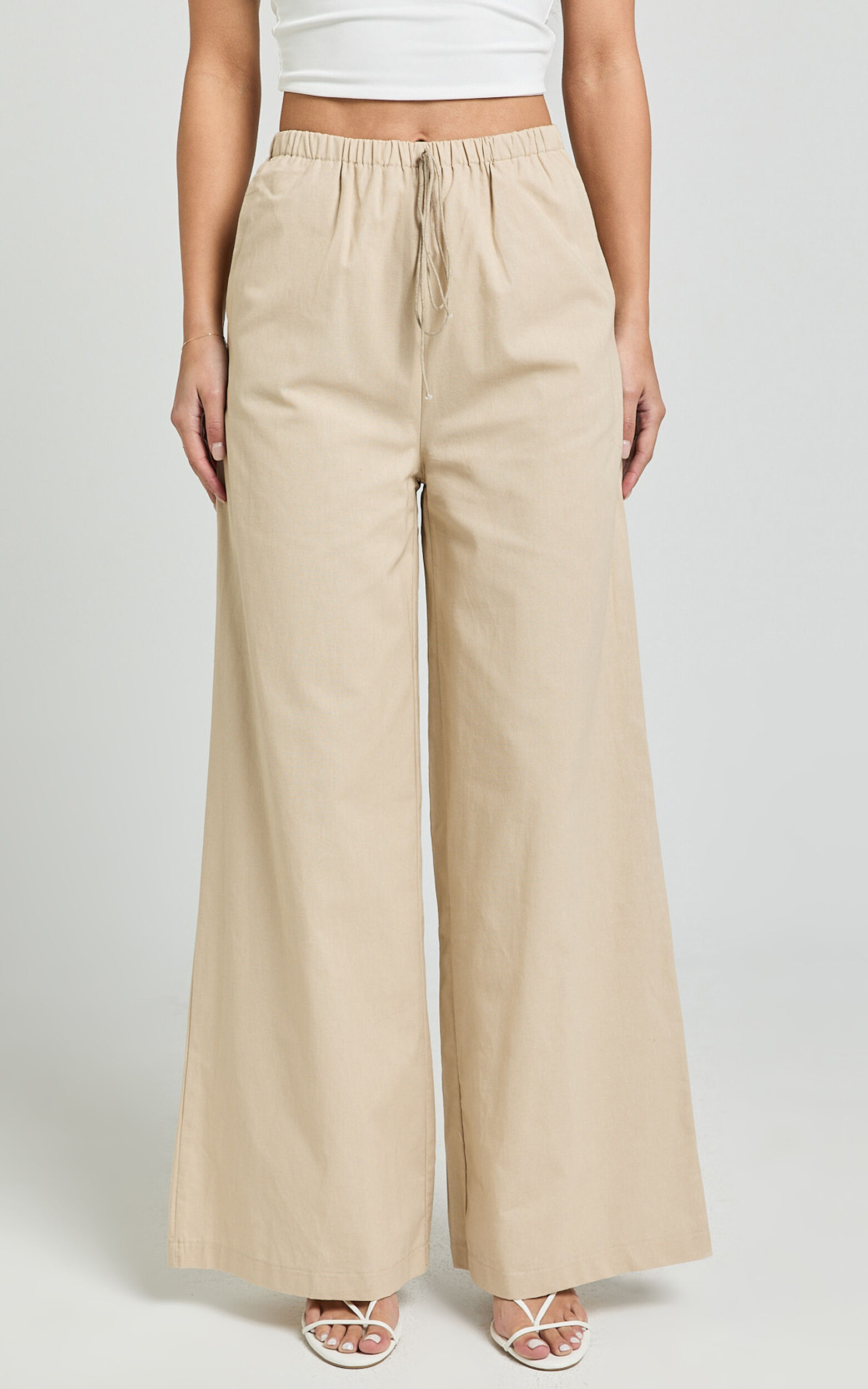 Abbey Pants - Wide Leg Drawstring Linen Look Pants in Natural 8 Abbey Pants - Wide Leg Drawstring Linen Look Pants in Natural