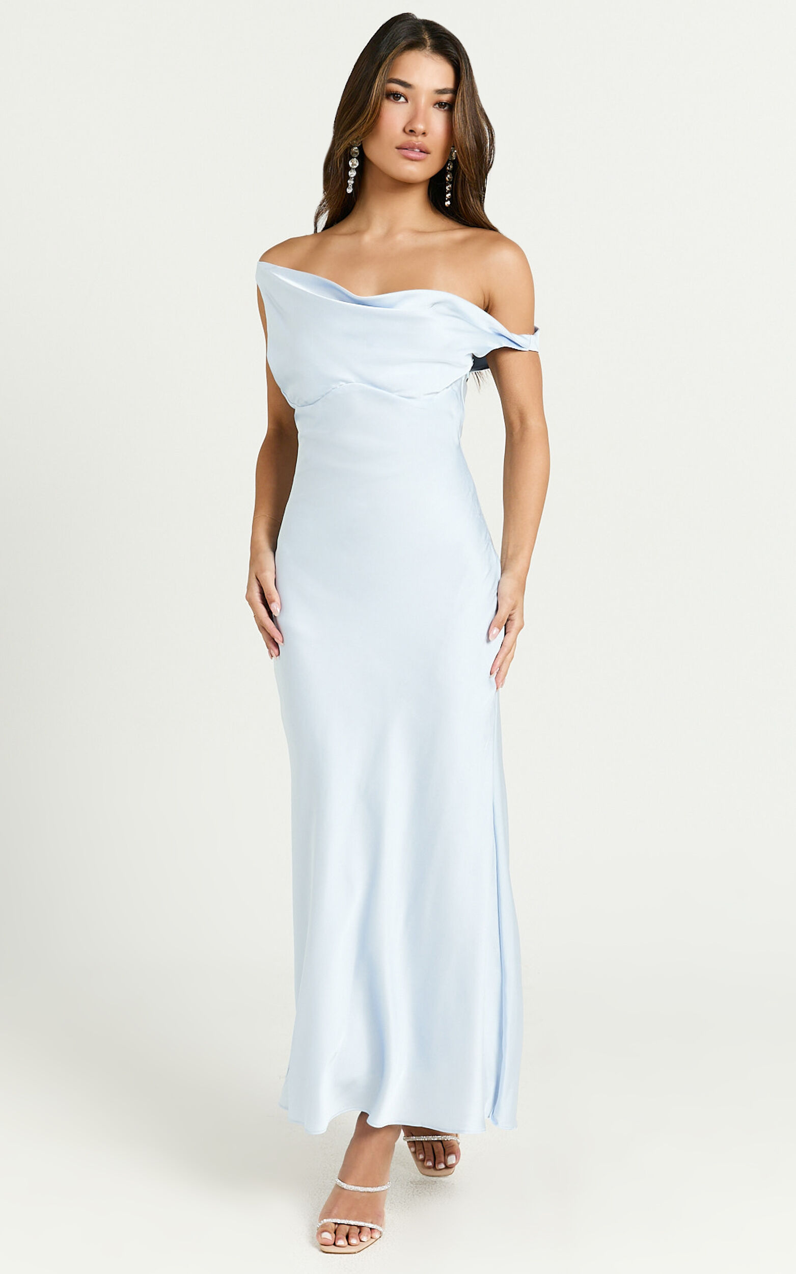 Alexia Midi Dress - One Shoulder Bust Slip Dress in Ice Blue 11 Alexia Midi Dress - One Shoulder Bust Slip Dress in Ice Blue