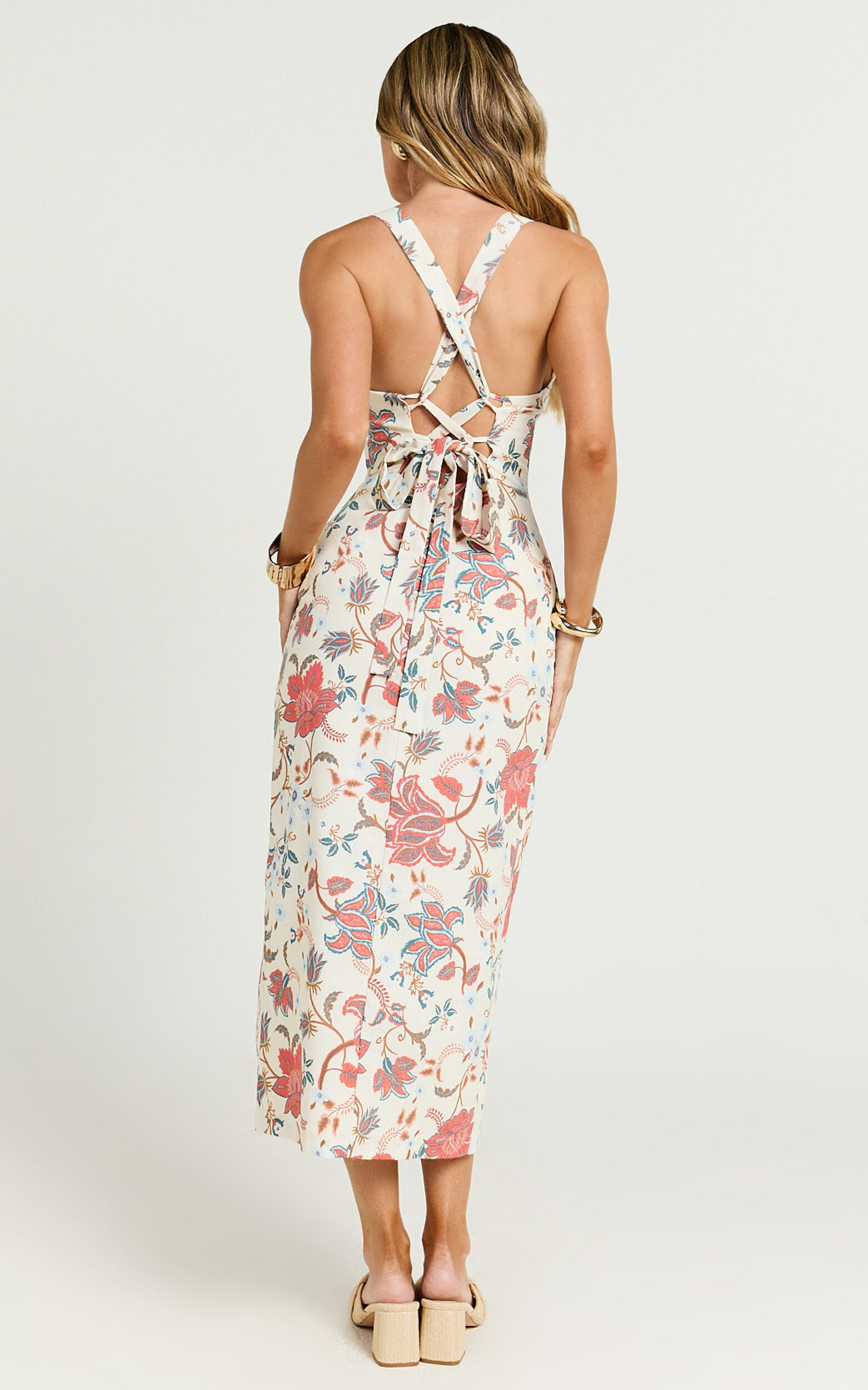 Drew Midi Dress - Linen Cross Back Bustier Dress in Summer Chintz 11 Drew Midi Dress - Linen Cross Back Bustier Dress in Summer Chintz