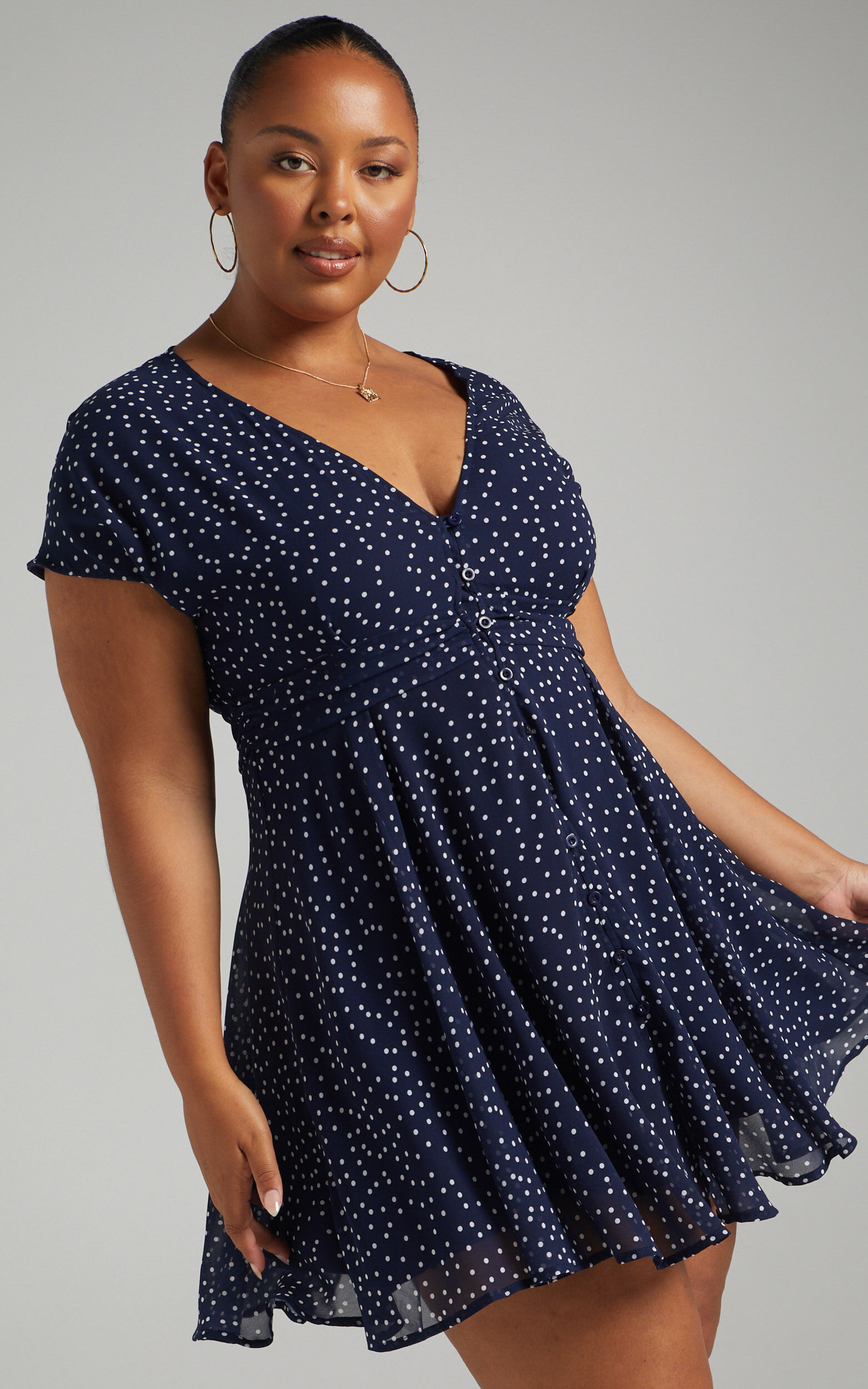 Hey Now Mini Dress In Navy Spot 10 Hey Now Mini Dress In Navy Spot