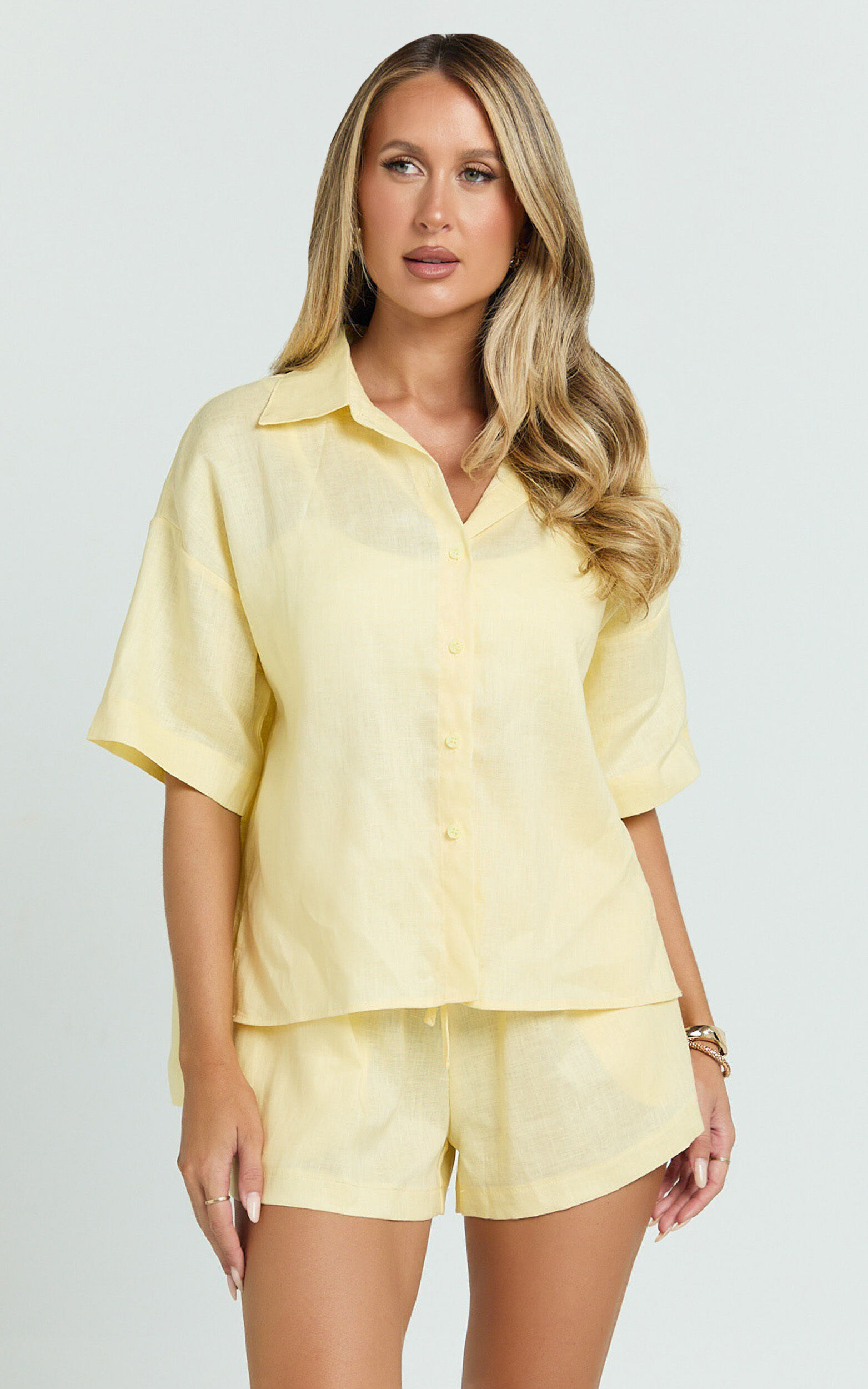 Ramona Top - Linen Short Sleeve Shirt in Lemon 9 Ramona Top - Linen Short Sleeve Shirt in Lemon