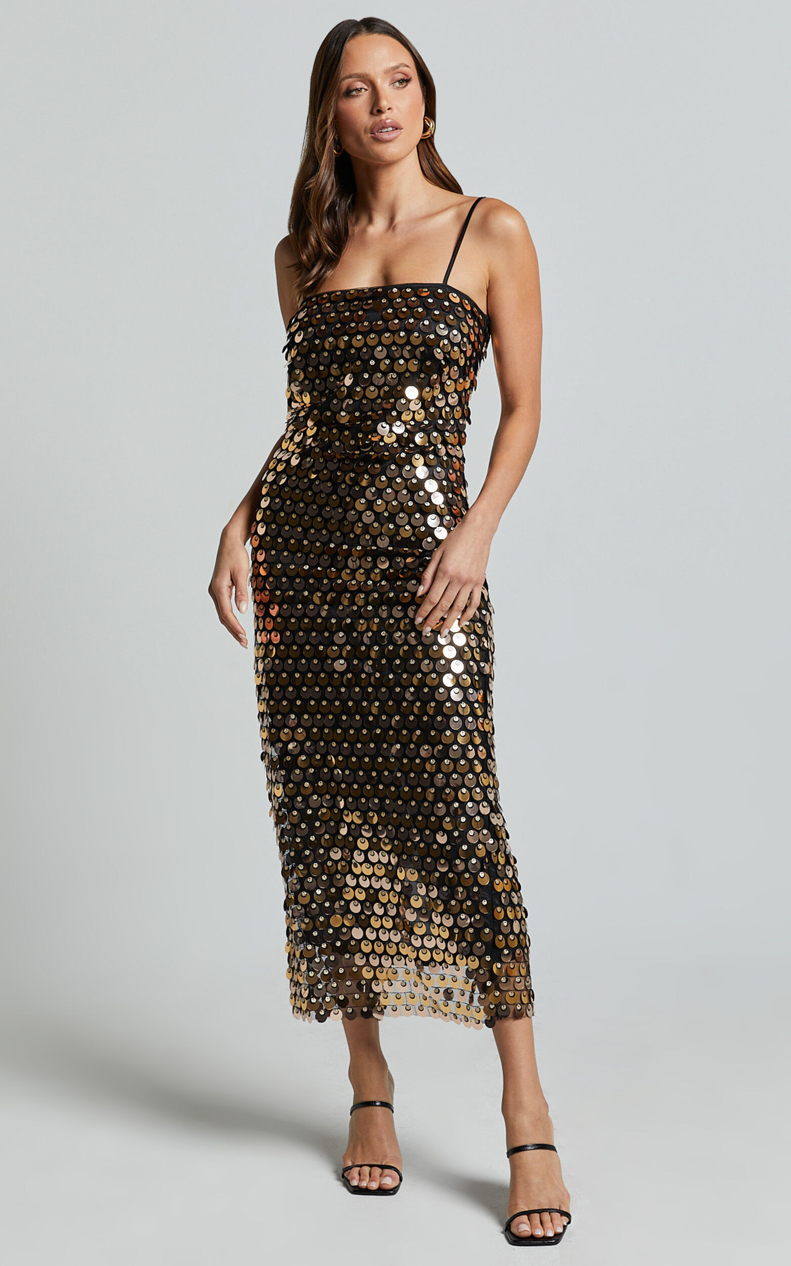 Amarie Midi Dress - Circle Sequin Dress in Gold 10 Amarie Midi Dress - Circle Sequin Dress in Gold