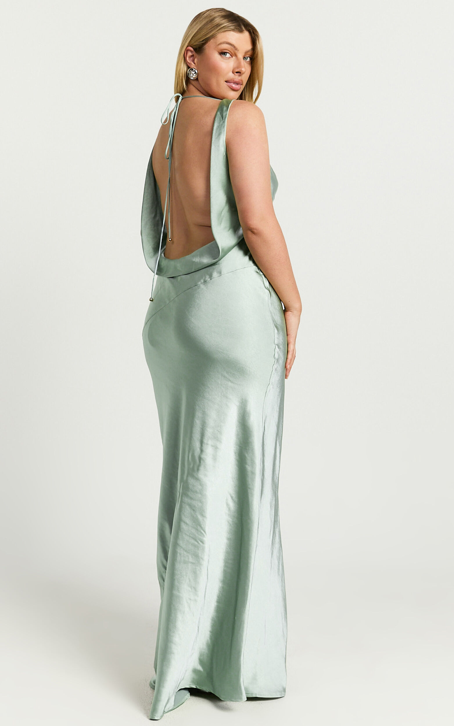 Adilah Maxi Dress - Cowl Neck Satin Dress in Pistachio 14 Adilah Maxi Dress - Cowl Neck Satin Dress in Pistachio