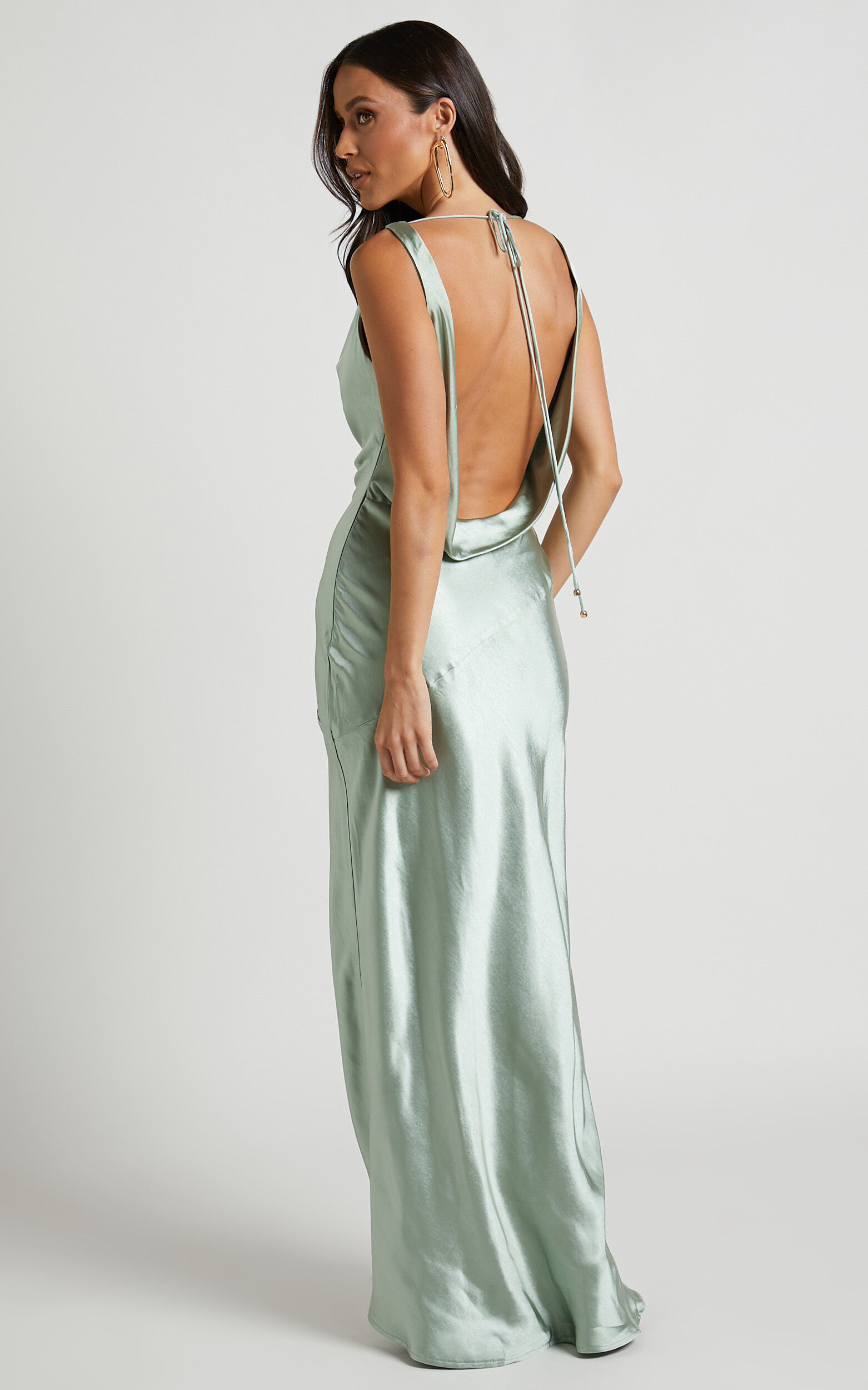 Adilah Maxi Dress - Cowl Neck Satin Dress in Pistachio 15 Adilah Maxi Dress - Cowl Neck Satin Dress in Pistachio